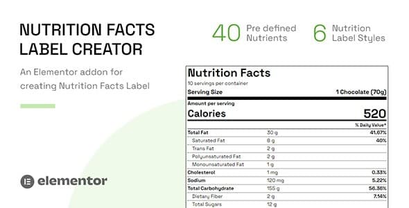 Nutrition Facts Label Creator for Elementor