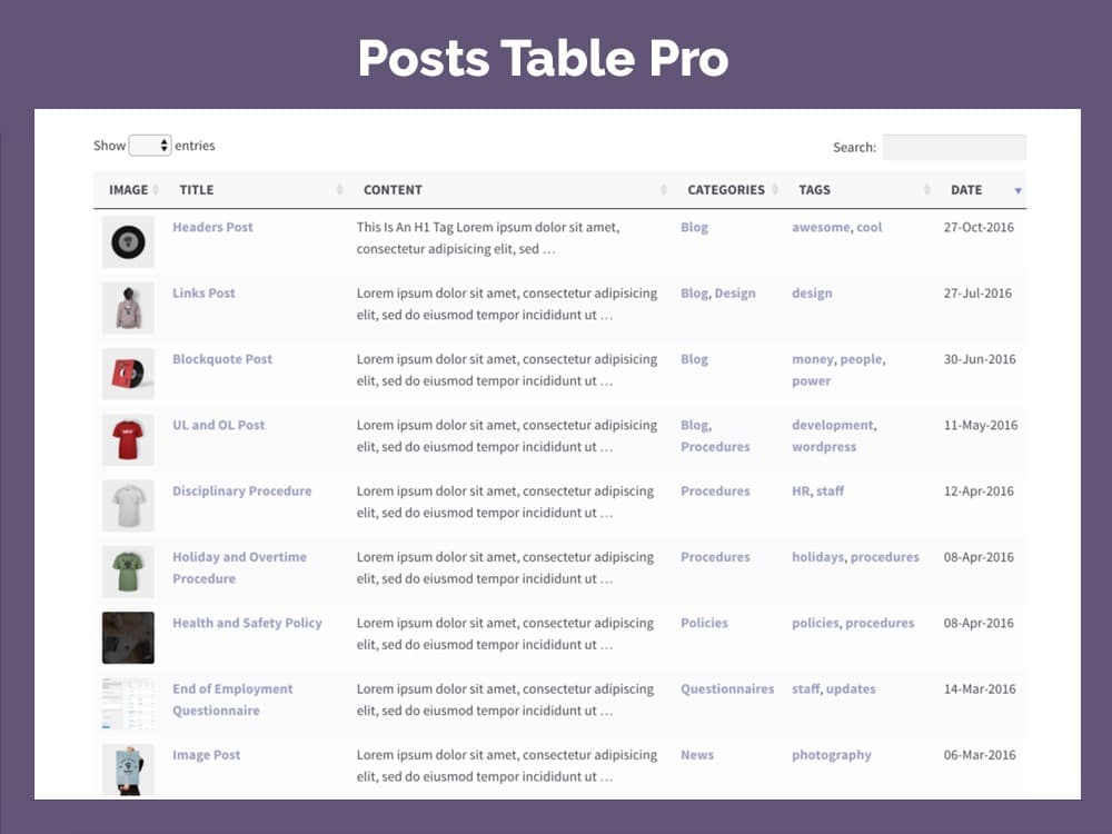 Posts Table Pro