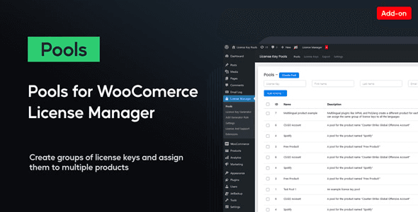 WooCommerce License Manager – Pools